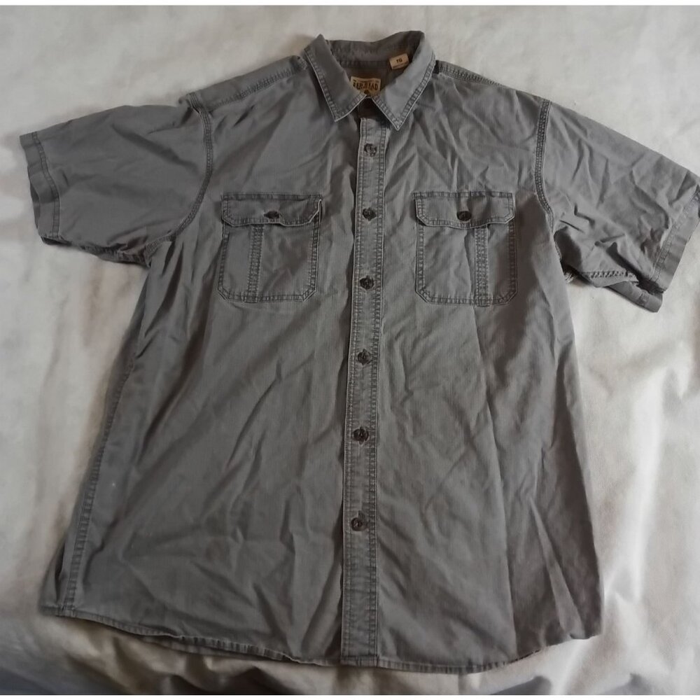 Vintage Red Head Brand Shirt Button Up XL Gray Short Sleeve